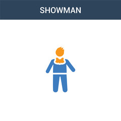 two colored Showman concept vector icon. 2 color Showman vector illustration. isolated blue and orange eps icon on white background.