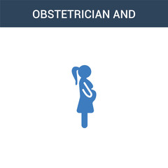 two colored Obstetrician and Gynecologist concept vector icon. 2 color Obstetrician and Gynecologist vector illustration. isolated blue and orange eps icon on white background.