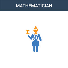two colored Mathematician concept vector icon. 2 color Mathematician vector illustration. isolated blue and orange eps icon on white background.
