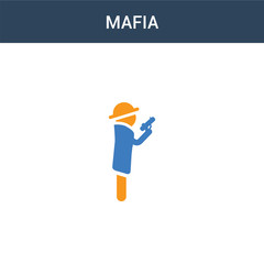 two colored Mafia concept vector icon. 2 color Mafia vector illustration. isolated blue and orange eps icon on white background.