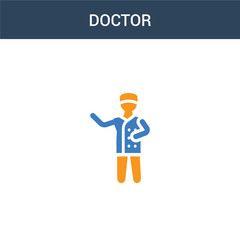 two colored Doctor concept vector icon. 2 color Doctor vector illustration. isolated blue and orange eps icon on white background.
