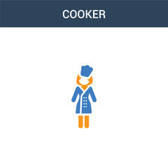two colored Cooker concept vector icon. 2 color Cooker vector illustration. isolated blue and orange eps icon on white background.