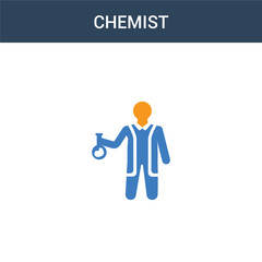 two colored Chemist concept vector icon. 2 color Chemist vector illustration. isolated blue and orange eps icon on white background.