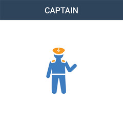 two colored captain concept vector icon. 2 color captain vector illustration. isolated blue and orange eps icon on white background.