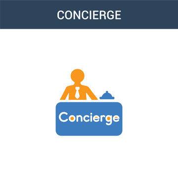 two colored Concierge concept vector icon. 2 color Concierge vector illustration. isolated blue and orange eps icon on white background.