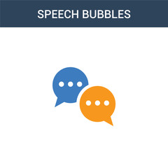 Obraz premium two colored Speech bubbles concept vector icon. 2 color Speech bubbles vector illustration. isolated blue and orange eps icon on white background.