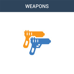 two colored Weapons concept vector icon. 2 color Weapons vector illustration. isolated blue and orange eps icon on white background.