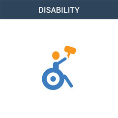 two colored Disability concept vector icon. 2 color Disability vector illustration. isolated blue and orange eps icon on white background.