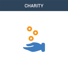 two colored Charity concept vector icon. 2 color Charity vector illustration. isolated blue and orange eps icon on white background.