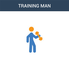 two colored Training man concept vector icon. 2 color Training man vector illustration. isolated blue and orange eps icon on white background.