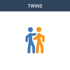 two colored Twins concept vector icon. 2 color Twins vector illustration. isolated blue and orange eps icon on white background.