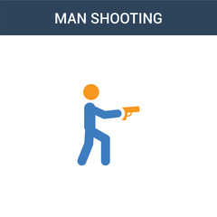 two colored man Shooting concept vector icon. 2 color man Shooting vector illustration. isolated blue and orange eps icon on white background.