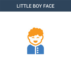 two colored Little boy face concept vector icon. 2 color Little boy face vector illustration. isolated blue and orange eps icon on white background.