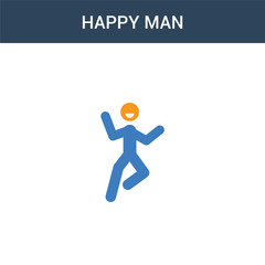 two colored Happy man concept vector icon. 2 color Happy man vector illustration. isolated blue and orange eps icon on white background.