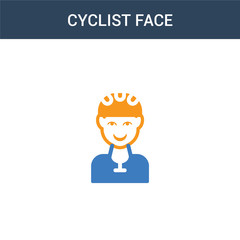 two colored Cyclist face concept vector icon. 2 color Cyclist face vector illustration. isolated blue and orange eps icon on white background.
