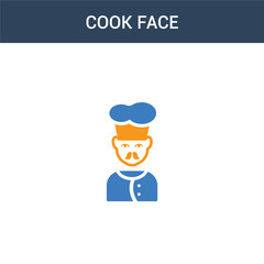 two colored Cook face concept vector icon. 2 color Cook face vector illustration. isolated blue and orange eps icon on white background.