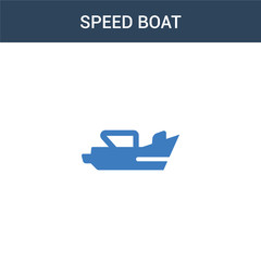 two colored Speed boat concept vector icon. 2 color Speed boat vector illustration. isolated blue and orange eps icon on white background.