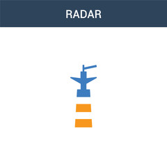 Obraz premium two colored Radar concept vector icon. 2 color Radar vector illustration. isolated blue and orange eps icon on white background.
