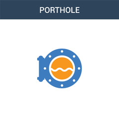 two colored Porthole concept vector icon. 2 color Porthole vector illustration. isolated blue and orange eps icon on white background.