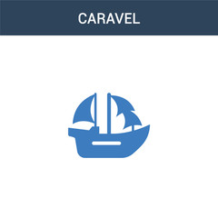 two colored caravel concept vector icon. 2 color caravel vector illustration. isolated blue and orange eps icon on white background.