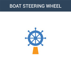 Obraz premium two colored Boat Steering Wheel concept vector icon. 2 color Boat Steering Wheel vector illustration. isolated blue and orange eps icon on white background.