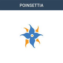 two colored Poinsettia concept vector icon. 2 color Poinsettia vector illustration. isolated blue and orange eps icon on white background.