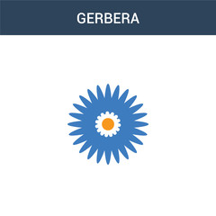 two colored Gerbera concept vector icon. 2 color Gerbera vector illustration. isolated blue and orange eps icon on white background.