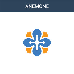 two colored Anemone concept vector icon. 2 color Anemone vector illustration. isolated blue and orange eps icon on white background.
