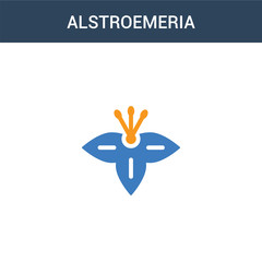 two colored Alstroemeria concept vector icon. 2 color Alstroemeria vector illustration. isolated blue and orange eps icon on white background.