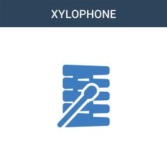 two colored Xylophone concept vector icon. 2 color Xylophone vector illustration. isolated blue and orange eps icon on white background.
