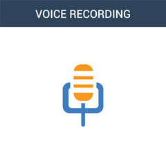 two colored Voice recording concept vector icon. 2 color Voice recording vector illustration. isolated blue and orange eps icon on white background.