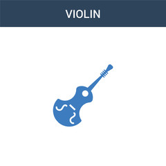 two colored Violin concept vector icon. 2 color Violin vector illustration. isolated blue and orange eps icon on white background.