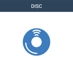 two colored Disc concept vector icon. 2 color Disc vector illustration. isolated blue and orange eps icon on white background.