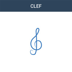 Obraz premium two colored Clef concept vector icon. 2 color Clef vector illustration. isolated blue and orange eps icon on white background.