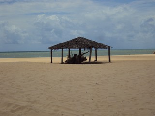 Hut on the deserted Gostoso beach in São Miguel do Gostoso in Rio Grande do Norte.