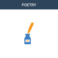two colored Poetry concept vector icon. 2 color Poetry vector illustration. isolated blue and orange eps icon on white background.