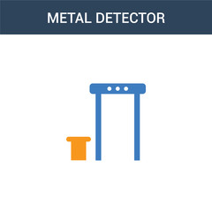 two colored Metal detector concept vector icon. 2 color Metal detector vector illustration. isolated blue and orange eps icon on white background.