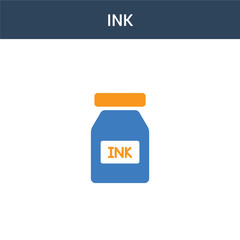 two colored Ink concept vector icon. 2 color Ink vector illustration. isolated blue and orange eps icon on white background.