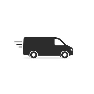 Delivery Van truck icon, minibus isolated on white background. Vector simple illustration