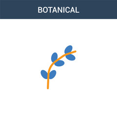 two colored Botanical concept vector icon. 2 color Botanical vector illustration. isolated blue and orange eps icon on white background.