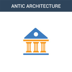 two colored antic Architecture concept vector icon. 2 color antic Architecture vector illustration. isolated blue and orange eps icon on white background.
