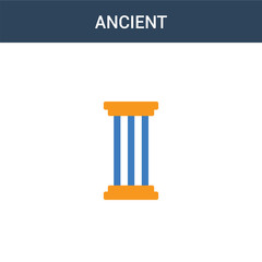 two colored Ancient concept vector icon. 2 color Ancient vector illustration. isolated blue and orange eps icon on white background.