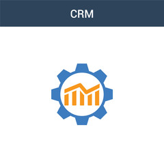 two colored CRM concept vector icon. 2 color CRM vector illustration. isolated blue and orange eps icon on white background.