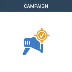 two colored Campaign concept vector icon. 2 color Campaign vector illustration. isolated blue and orange eps icon on white background.