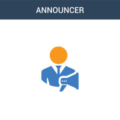 two colored Announcer concept vector icon. 2 color Announcer vector illustration. isolated blue and orange eps icon on white background.