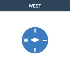 two colored West concept vector icon. 2 color West vector illustration. isolated blue and orange eps icon on white background.