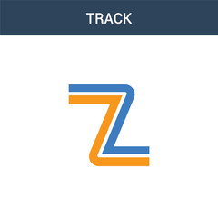 two colored Track concept vector icon. 2 color Track vector illustration. isolated blue and orange eps icon on white background.