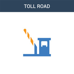 two colored Toll road concept vector icon. 2 color Toll road vector illustration. isolated blue and orange eps icon on white background.