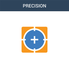 Fototapeta premium two colored Precision concept vector icon. 2 color Precision vector illustration. isolated blue and orange eps icon on white background.