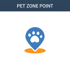 two colored Pet Zone Point concept vector icon. 2 color Pet Zone Point vector illustration. isolated blue and orange eps icon on white background.
